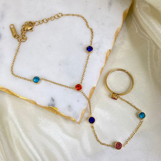 Multi Stone Hand Chain