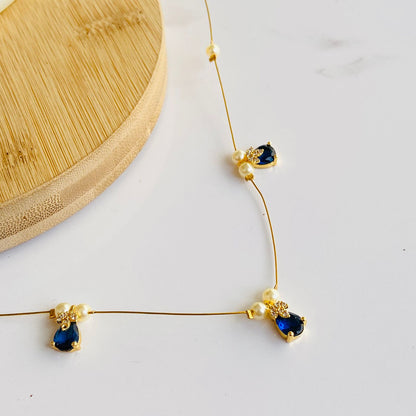 Blue Topaz Abha Invisible Chain Choker Necklace