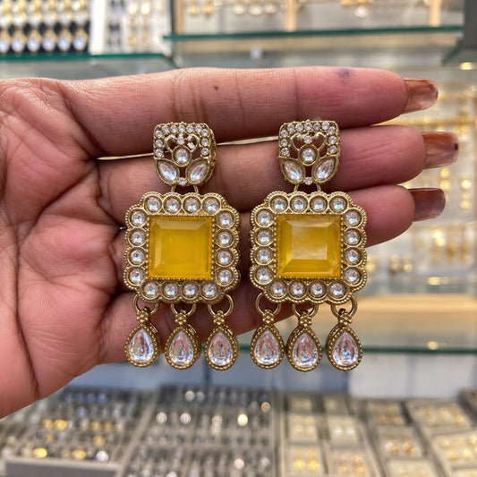Naira Pakistani Yellow Earrings