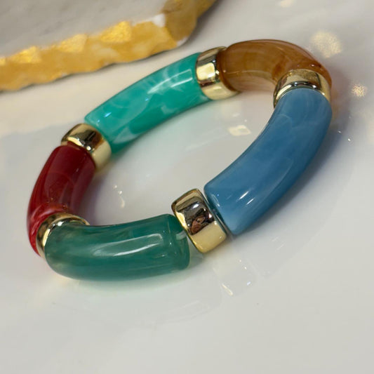 Rainbow Stretachable Resin Bracelet