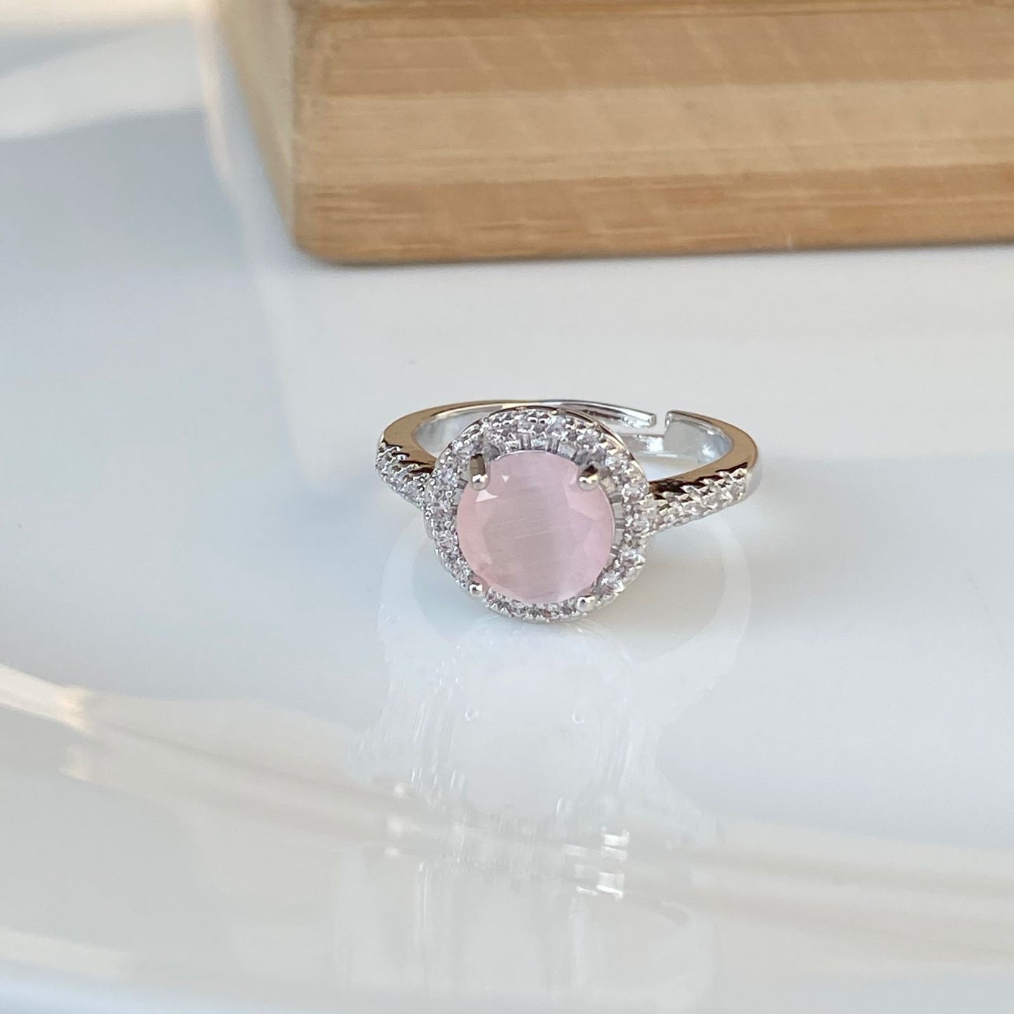 Pink Round Solitaire Ring