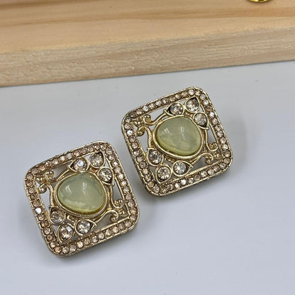 Disha Square Stud Earrings (Mint)