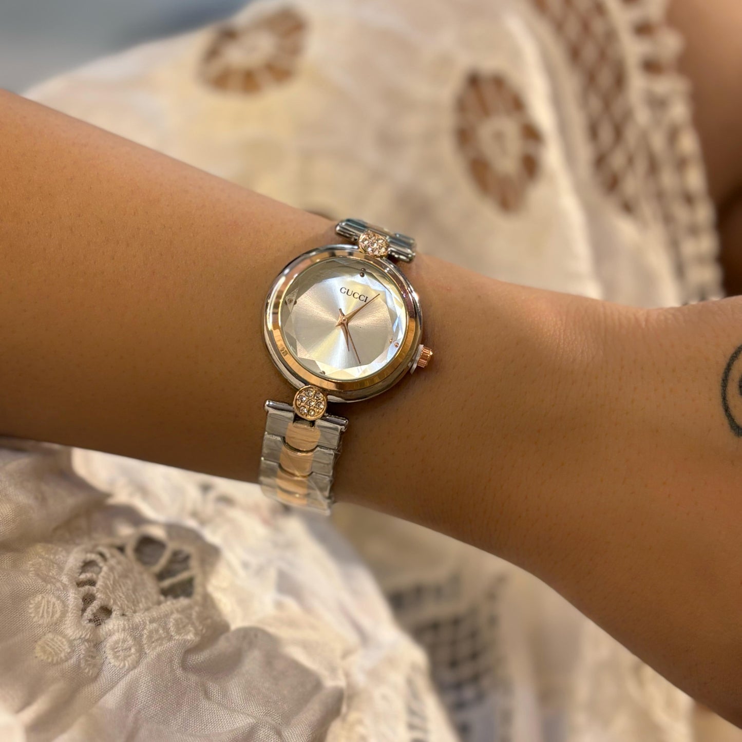 Gucci Stunning D Cut Dual Tone watch
