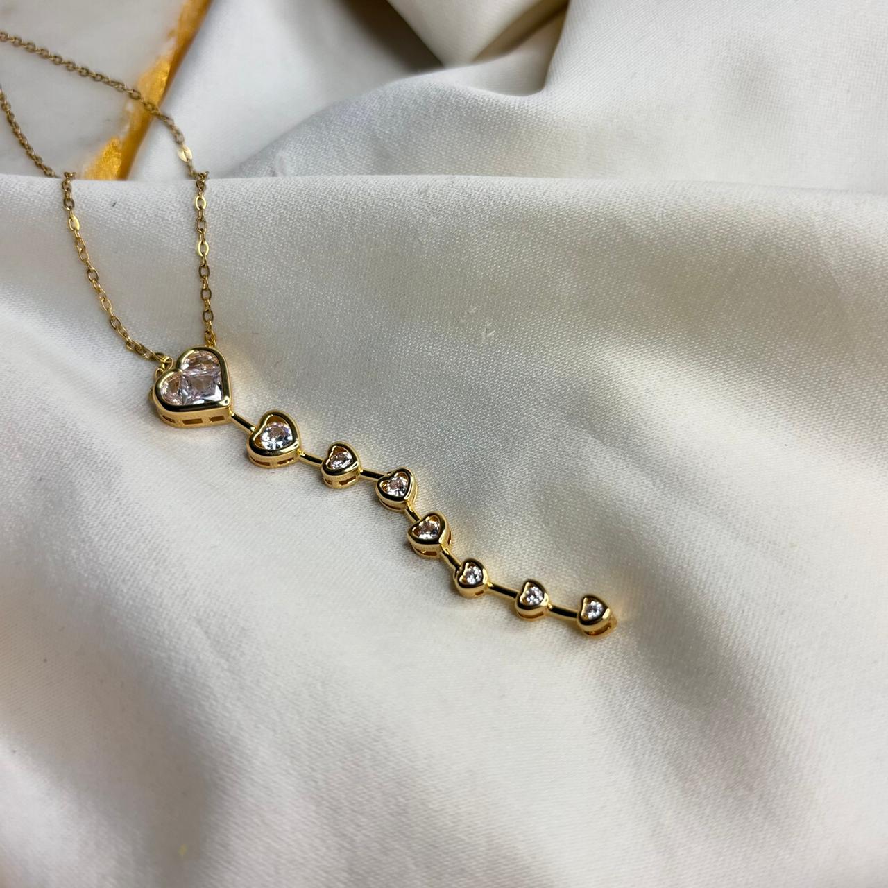 Bejewelled Heart Necklace 01 (White-Gold)