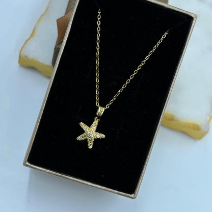 Dainty Starfish Necklace ( Gold )