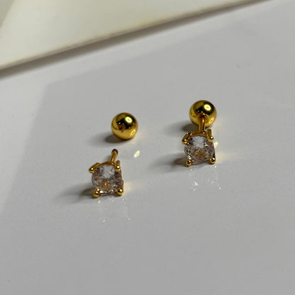 Elle Solitaire Flatback Earrings