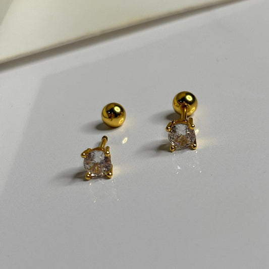 Elle Solitaire Flatback Earrings