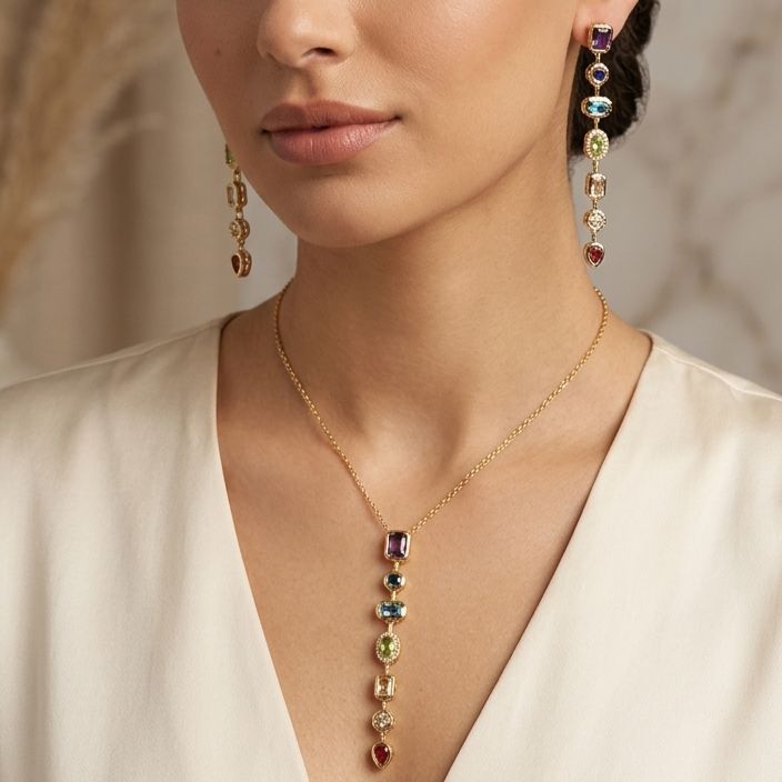 Gemline Bejewelled set  (Gold -Multi Color)