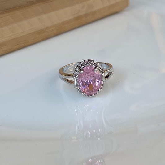 Pink Sparkle Oval Ring