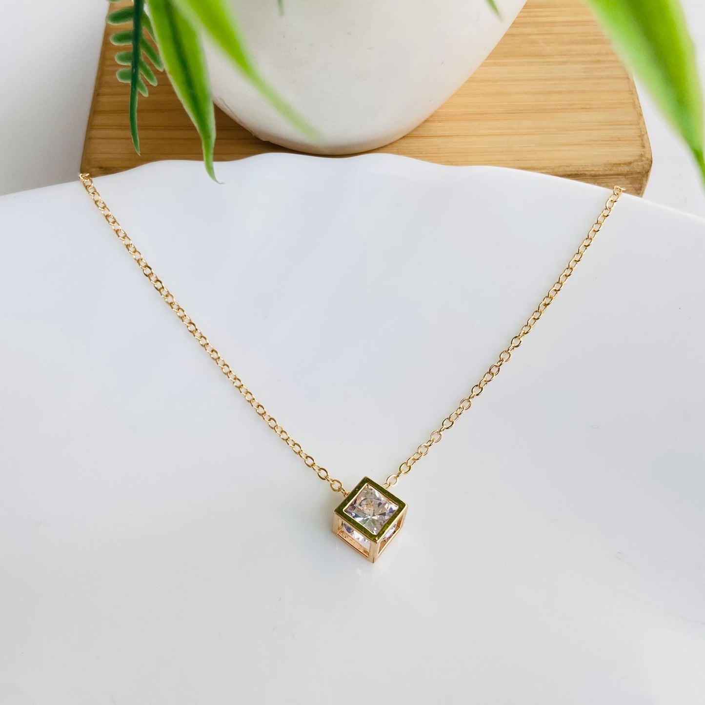 Cube Solitaire Necklace