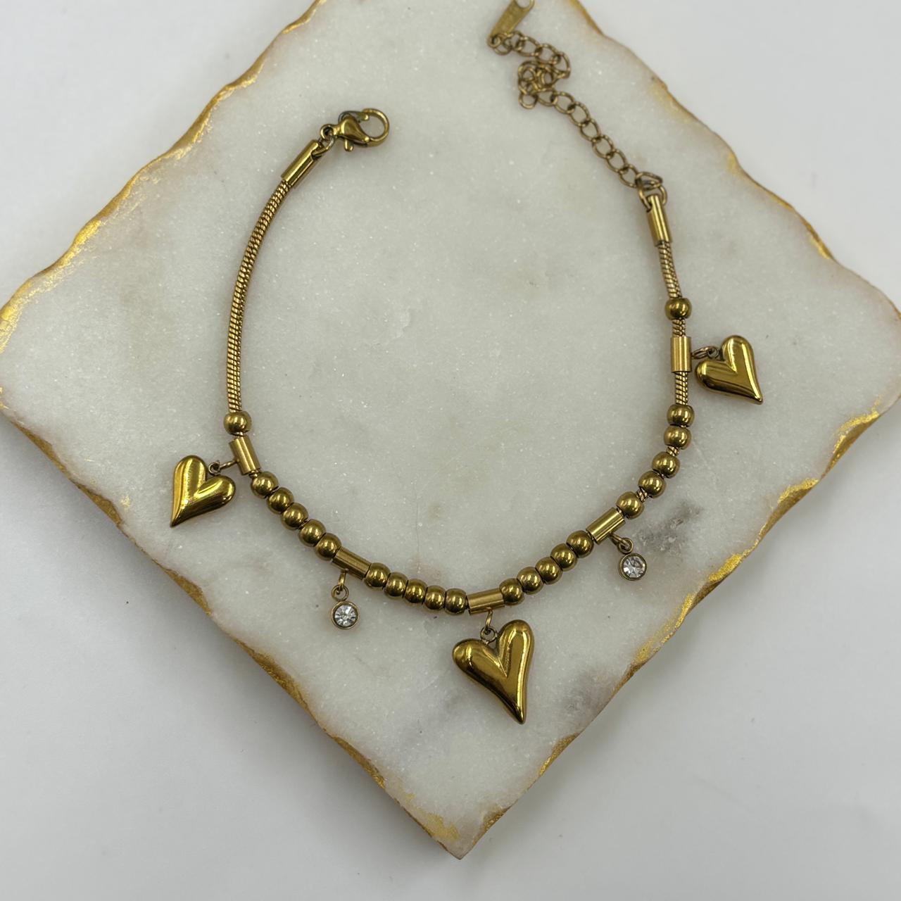 Viral Heart Charm Chunky Bracelet