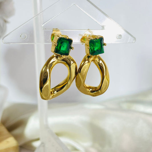 Emerald Loop Earrings