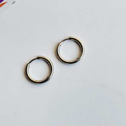 Silver Round Hoops