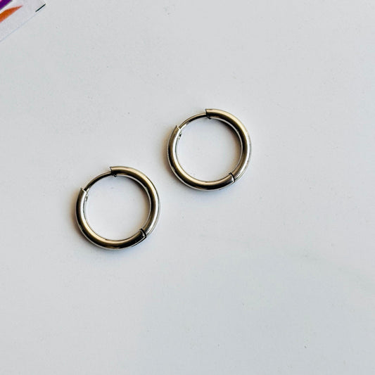 Silver Round Hoops