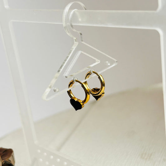 Black Heart Mini Hoops