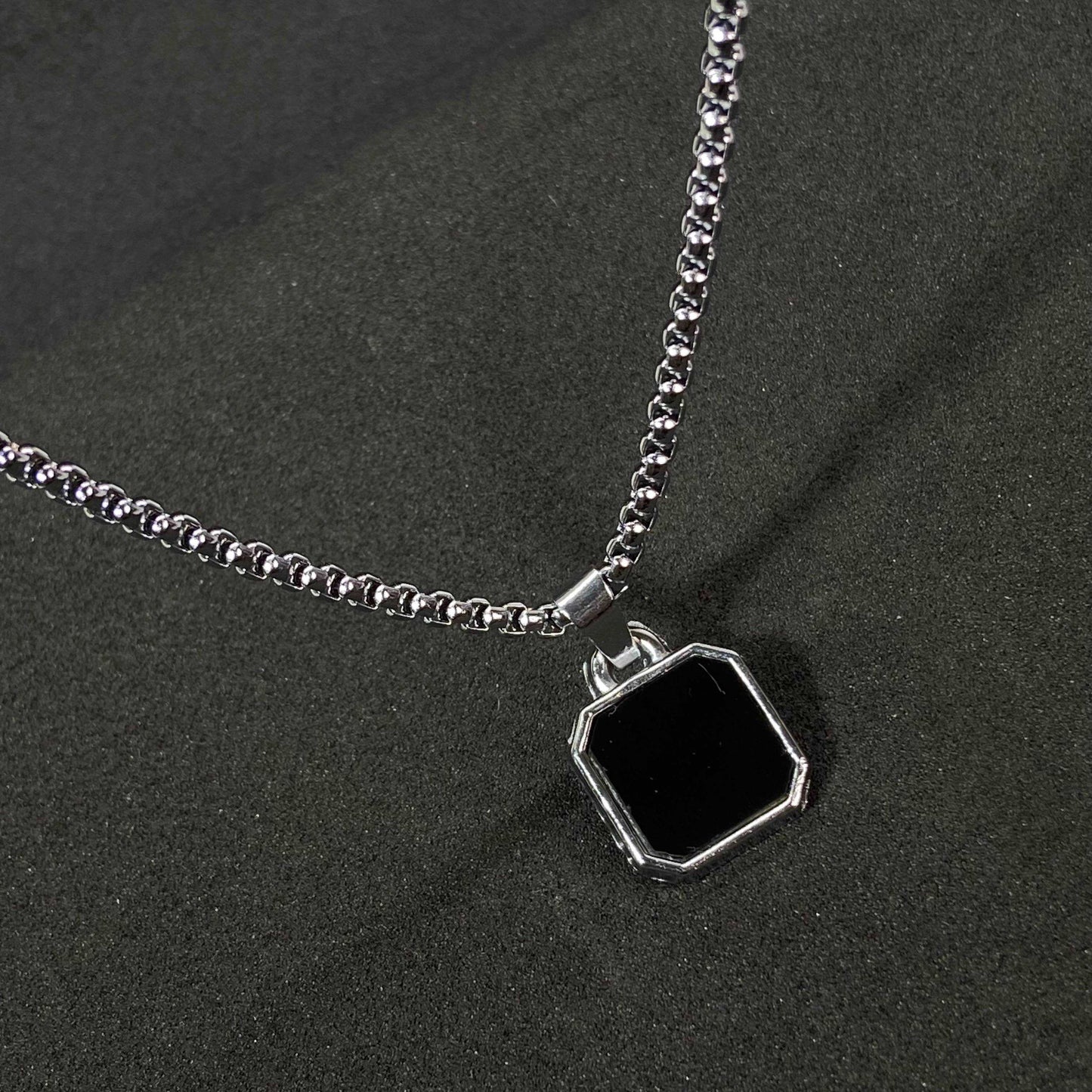 Caliber Square Silver Pendant Chain