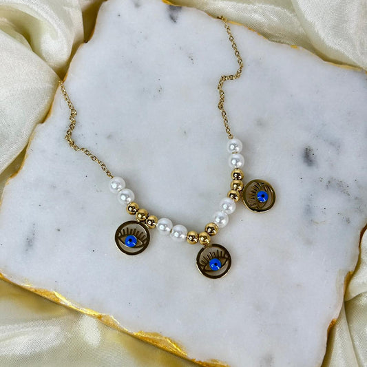 Evil Eye Pearl Necklace