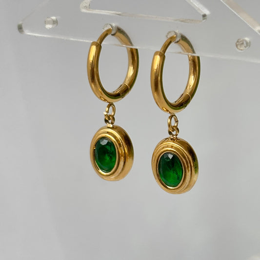 Opal Emerald Hoops