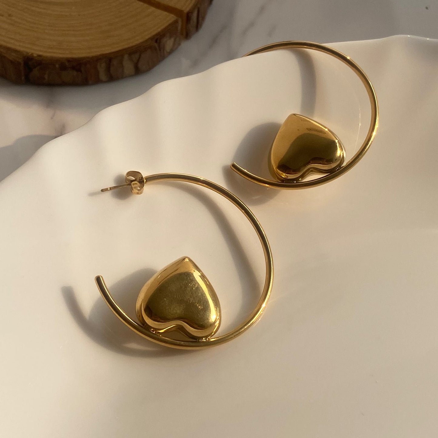 Heart Hinged Hoop Earrings