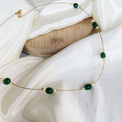 Invisible Chain Emerald Beads Necklace