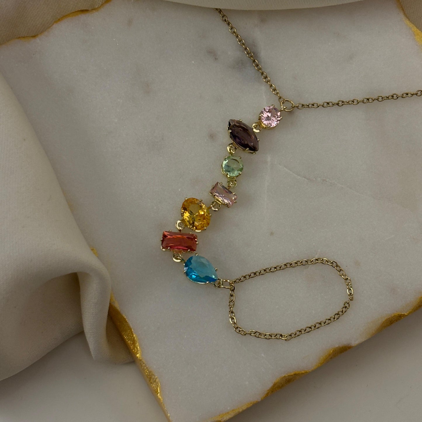 Crystal Bejewelled Hand Chain (Multi Color)