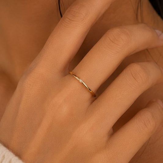 Sleek Solitaire Band Ring