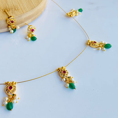 Anamika Emerald Invisible Chain Choker Necklace