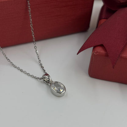 Dainty Oval Necklace ( Silver)