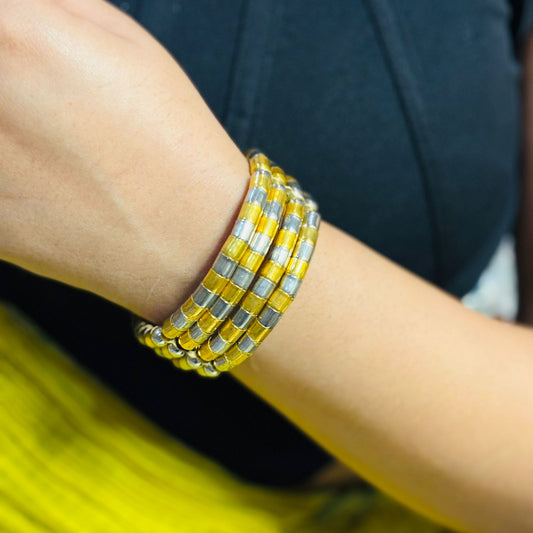 Dual Tone Openable Layered Spring Bracelet