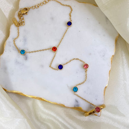Multi Stone Hand Chain