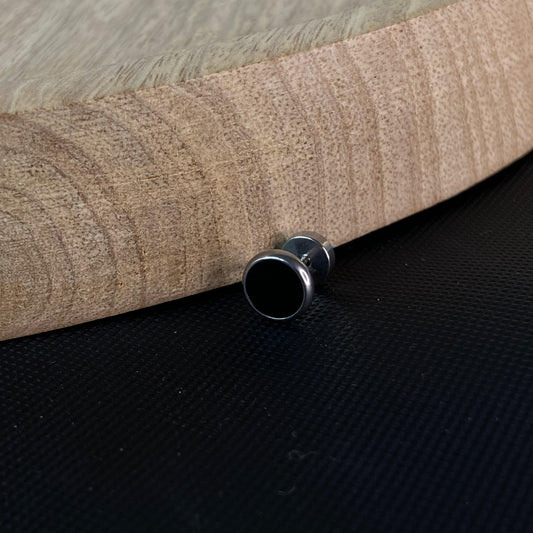 Round Top Men's Silver Earring