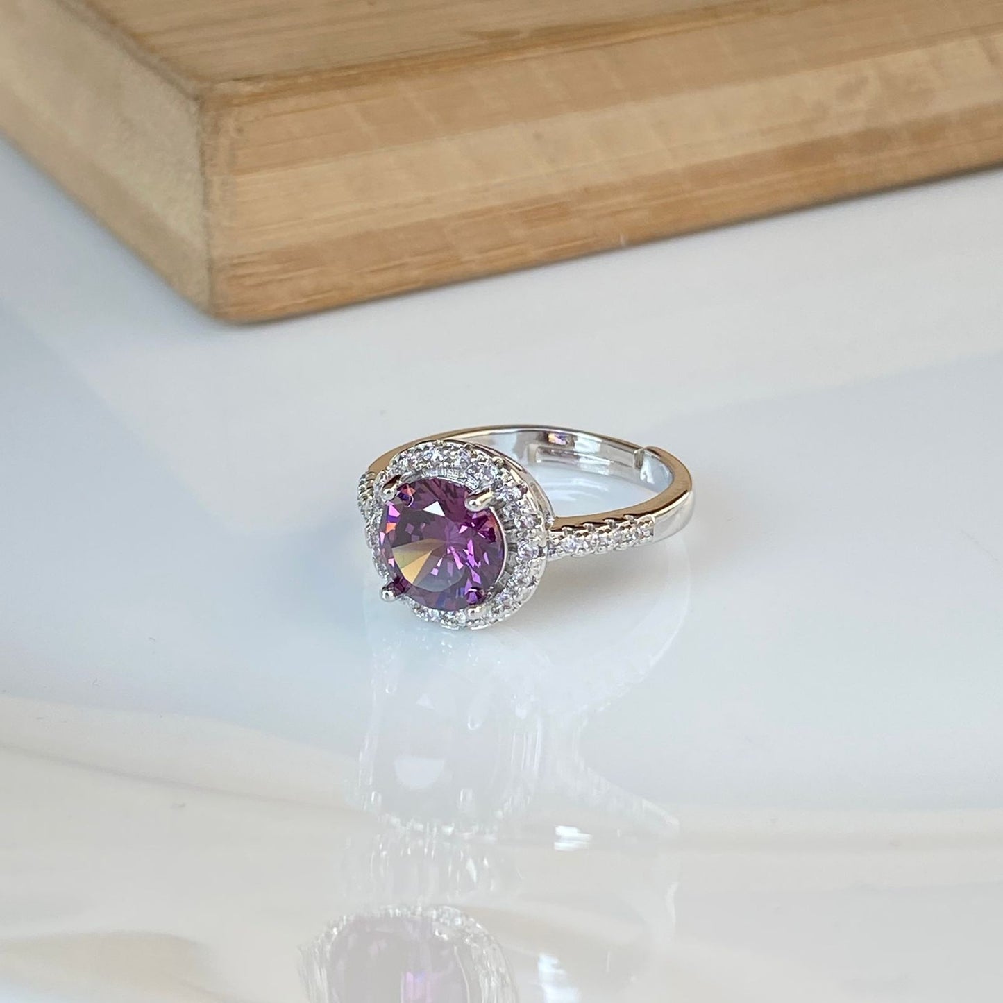 Lavender Round Solitaire Ring