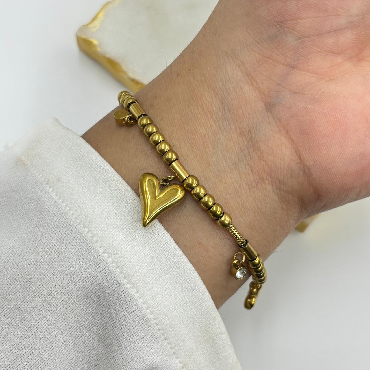 Viral Heart Charm Chunky Bracelet