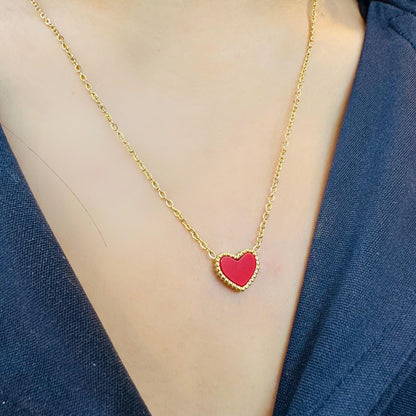 Red Black Reversible Heart Necklace