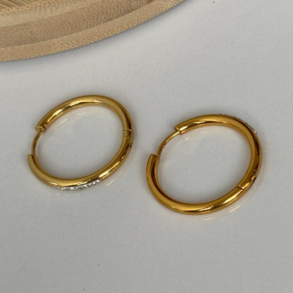 Round Stone Strip Hoops