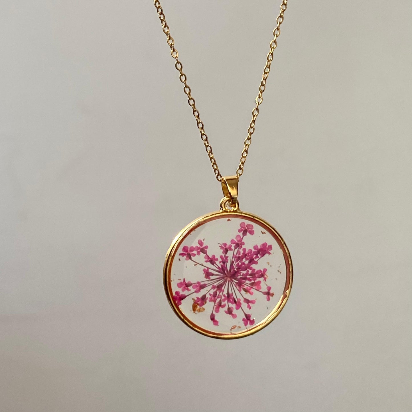 Pink Blossom Resin Necklace