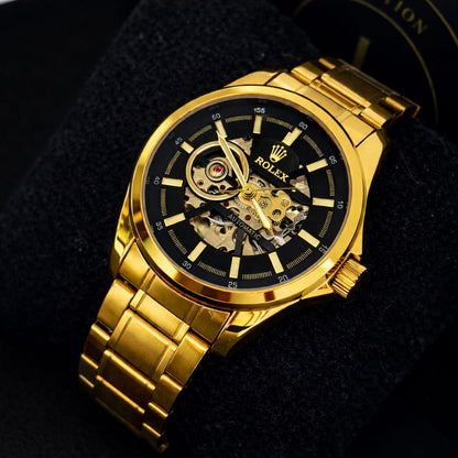 Rolex Automatic Watch ( GOLD BLACK )
