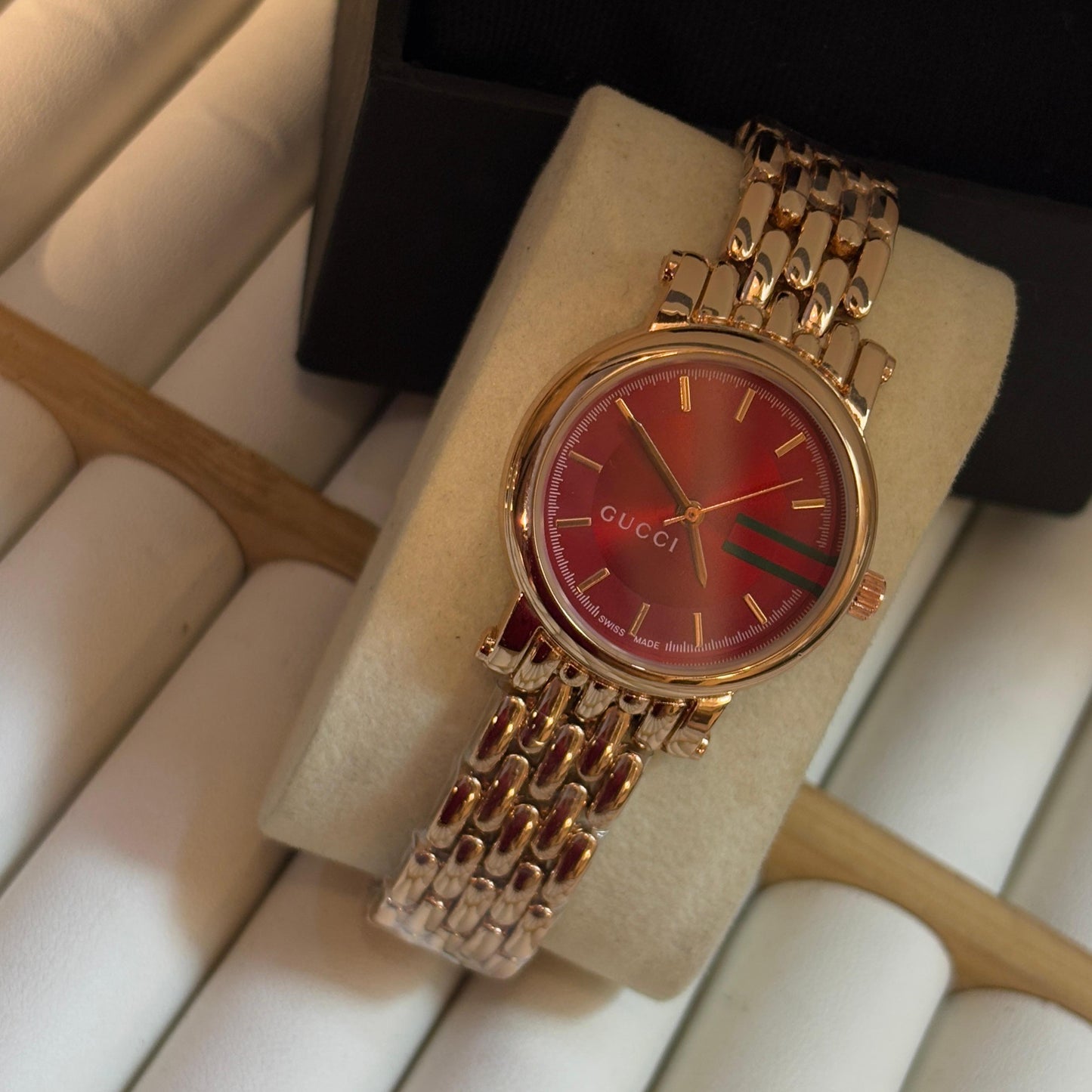 Gucci Rose Gold Red Luxe Watch