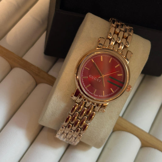 Gucci Rose Gold Red Luxe Watch
