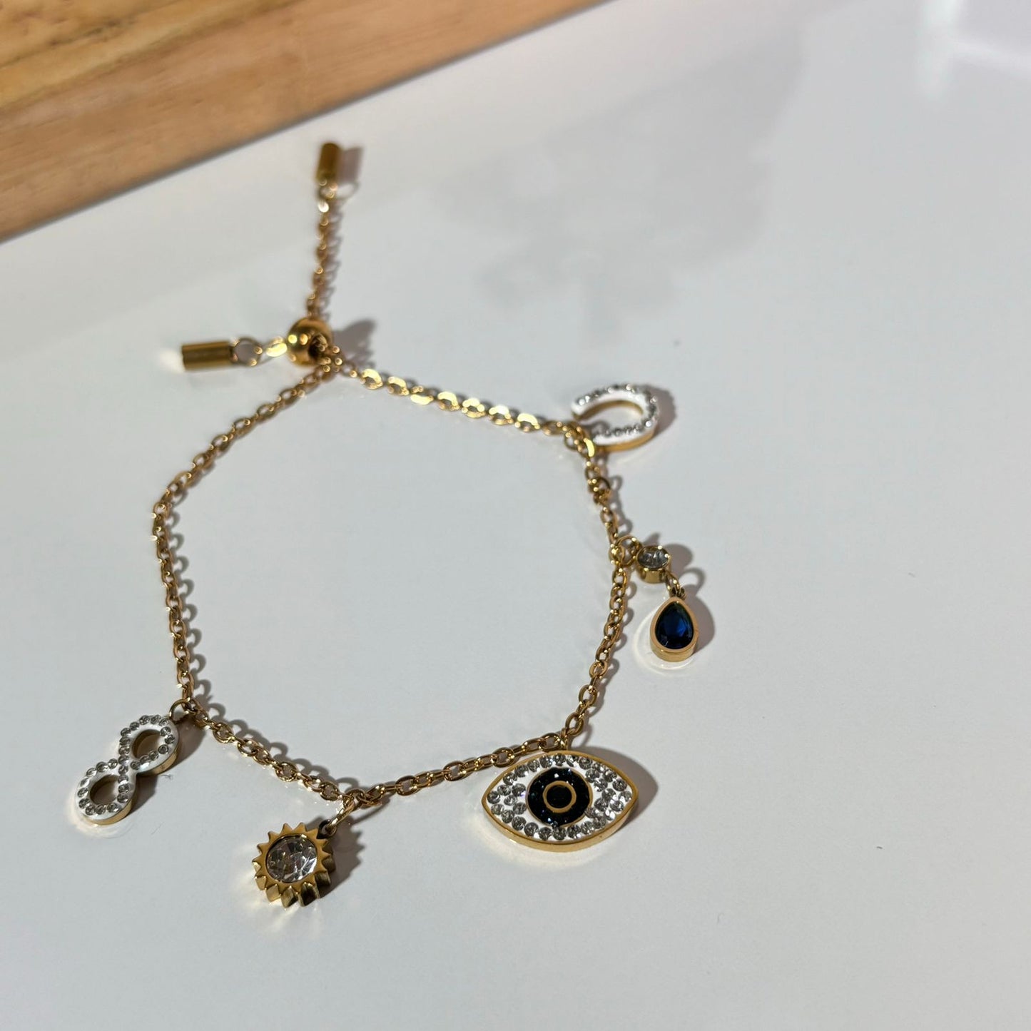 Evil Eye Adjustable Charm Bracelet