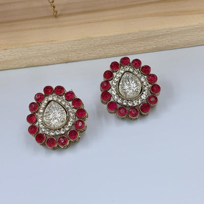 Noor Moisanite Stud Earrings (Red)