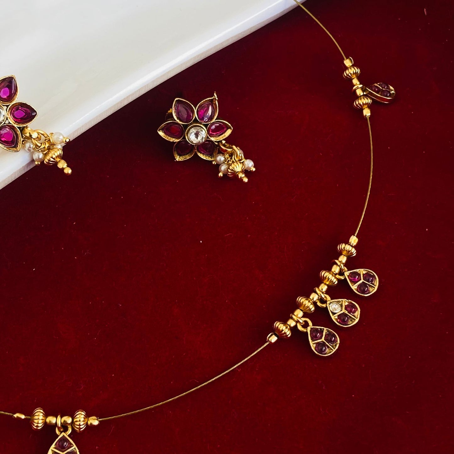 Aranya Ruby Invisible Chain Set
