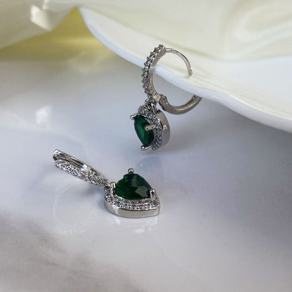 Emerald Heart Drop Earrings