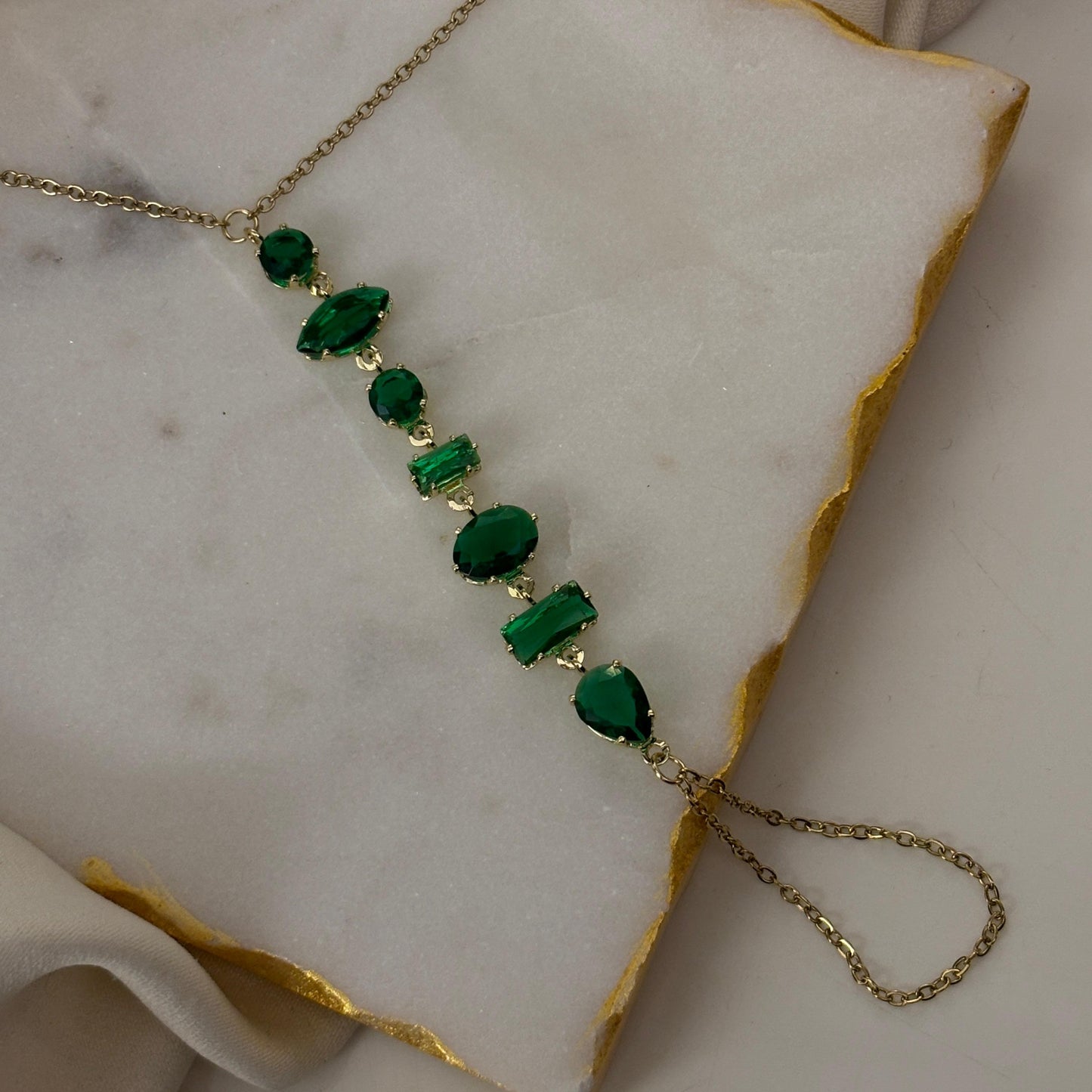 Crystal Bejewelled Hand Chain (Emerald)