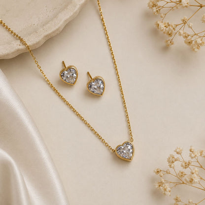 Sweetheart Solitaire Jewellery Set ( White )