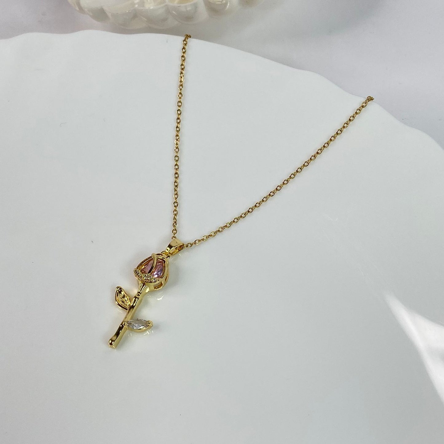 Pink Rose Necklace