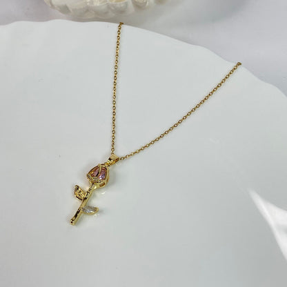 Pink Rose Necklace