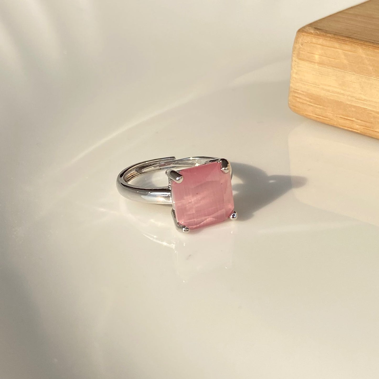 Pink Solitaire Ring