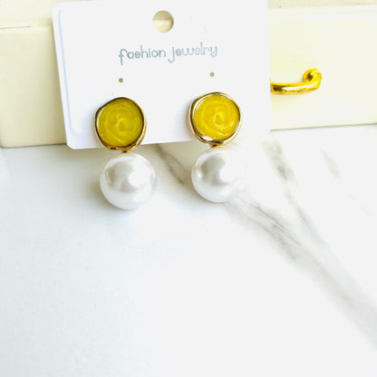 Resin Pearl Statement Earrings