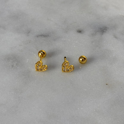 Heart Studded Flatback Earrings